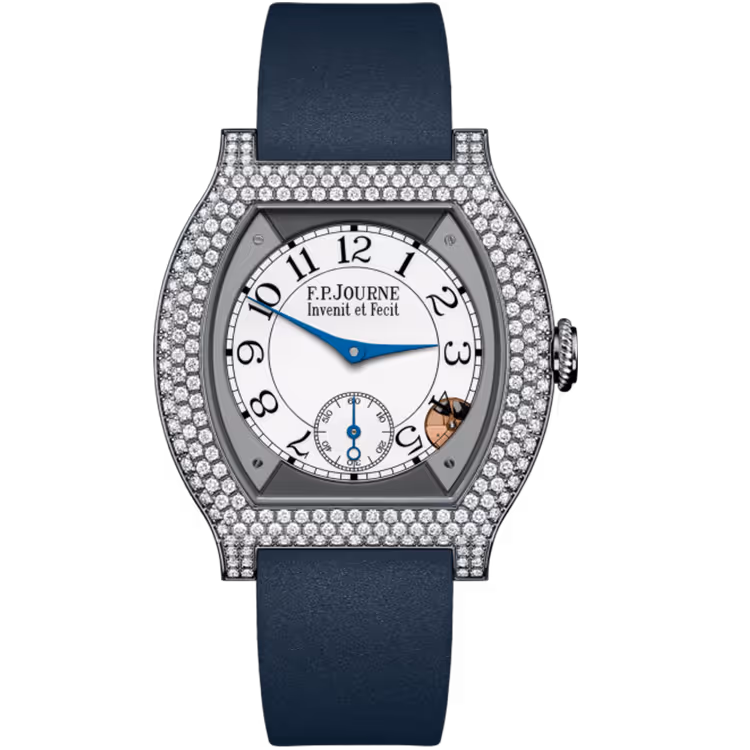 F.P. Journe, Elegante, White Dial, Titanium, Diamond Bezel, Grey Rubber Strap, 40mm