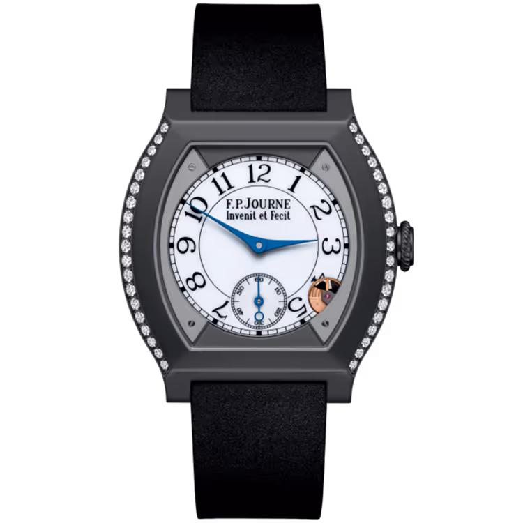 F.P. Journe, Elegante, White Dial, Titanium Titalyt, Diamond Bezel, Black Rubber Strap, 40mm