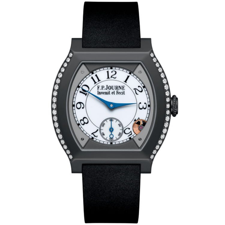 F.P. Journe, Elegante, White Dial, Titanium Titalyt, Diamond Bezel, Black Rubber Strap, 40mm