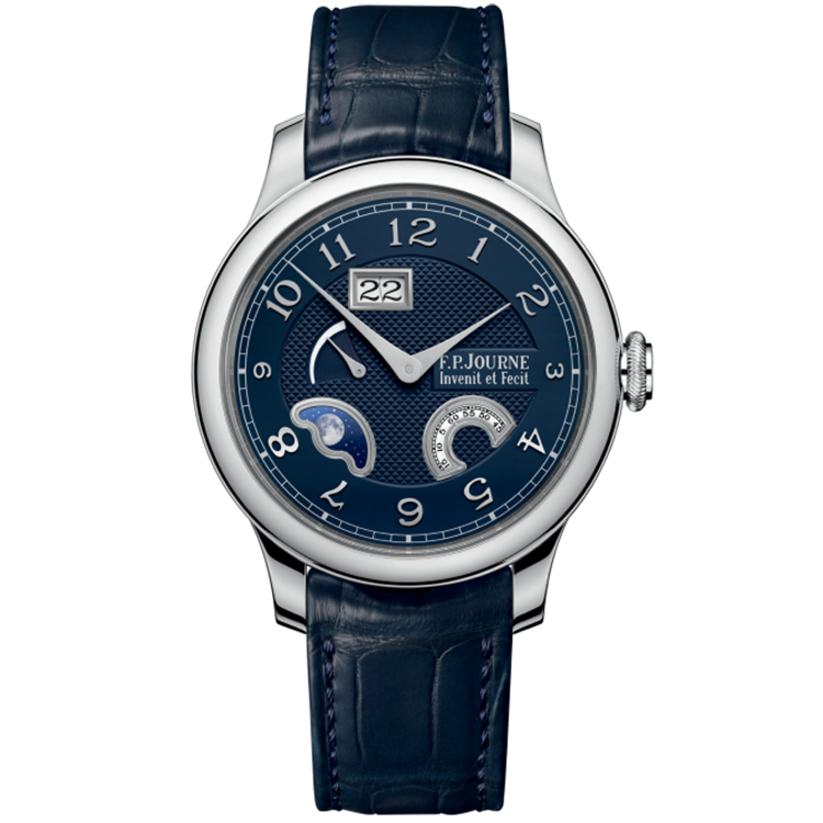 F.P. Journe, Boutique, Divine, Blue Dial, Moon Phase, Platinum, Leather Strap, 42mm