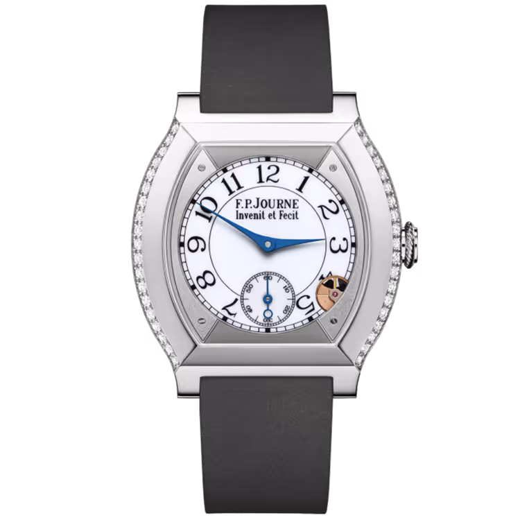 F.P. Journe, Elegante, White Dial, Titanium, Diamond Case, Grey Rubber Strap, 40mm