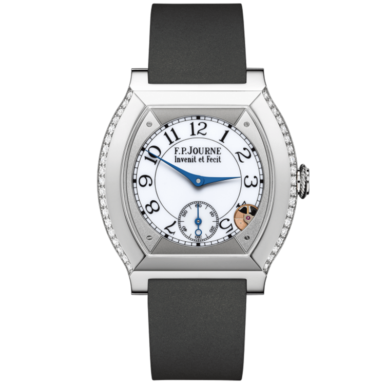 F.P. Journe, Elegante, White Dial, Titanium, Diamond Case, Grey Rubber Strap, 40mm