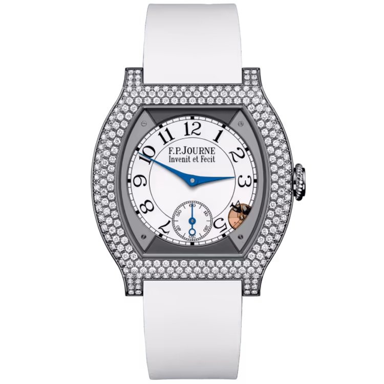 F.P. Journe, Elegante, White Dial, Titanium, Diamond Bezel, White Rubber Strap, 40mm
