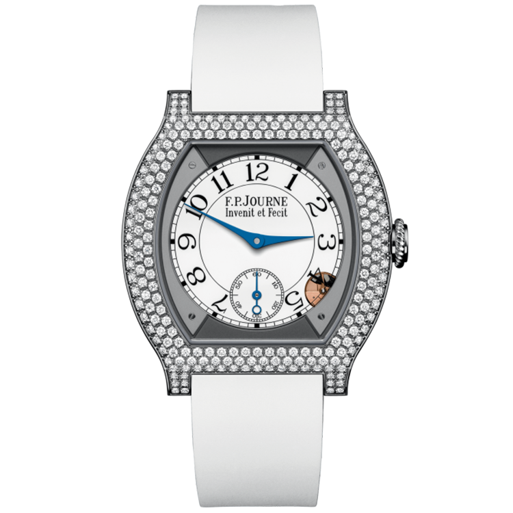F.P. Journe, Elegante, White Dial, Titanium, Diamond Bezel, White Rubber Strap, 40mm