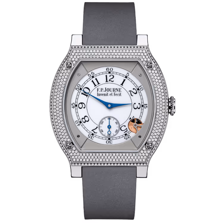 F.P. Journe, Elegante, White Dial, Titanium, Diamond Bezel, Grey Rubber Strap, 48mm
