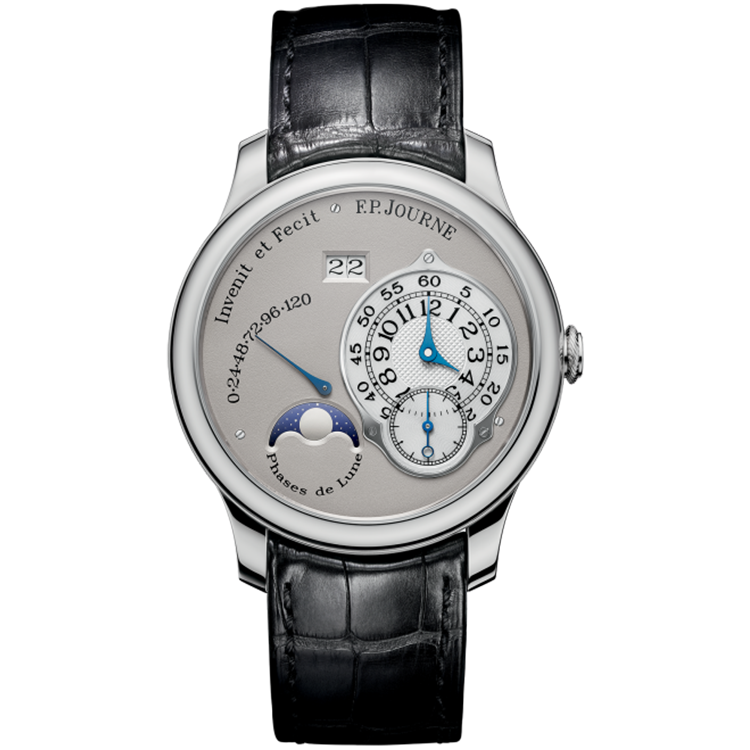 F.P. Journe, Octa Lune, Grey Dial, Moon Phase, Platinum, Leather Strap, 40mm