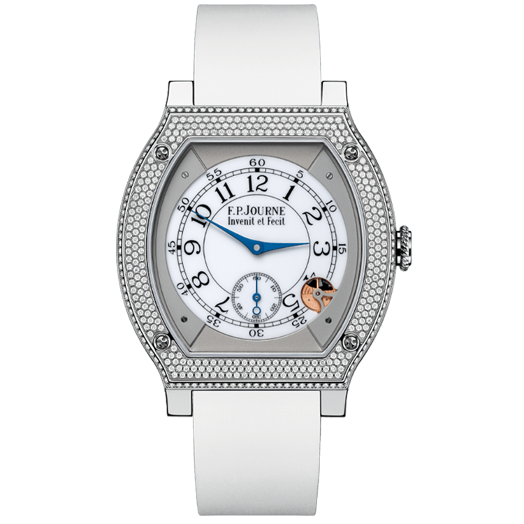 F.P. Journe, Elegante, White Dial, Titanium, Diamond Bezel, White Rubber Strap, 48mm