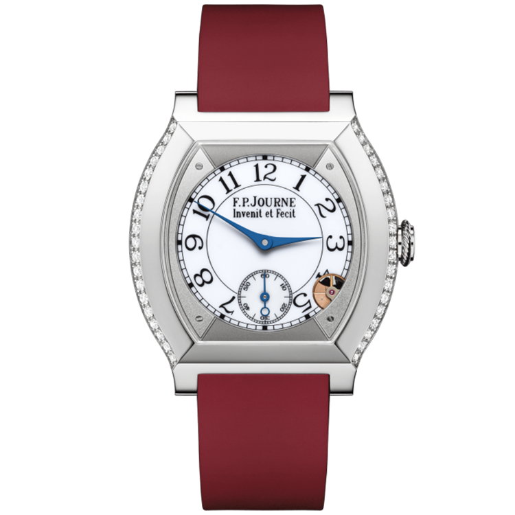 F.P. Journe, Elegante, White Dial, Titanium, Diamond Case, Red Rubber Strap, 40mm