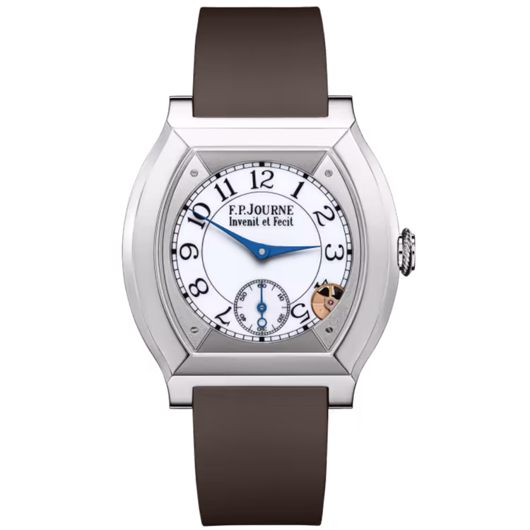 F.P. Journe, Elegante, White Dial, Titanium, Chocolate Rubber Strap, 40mm