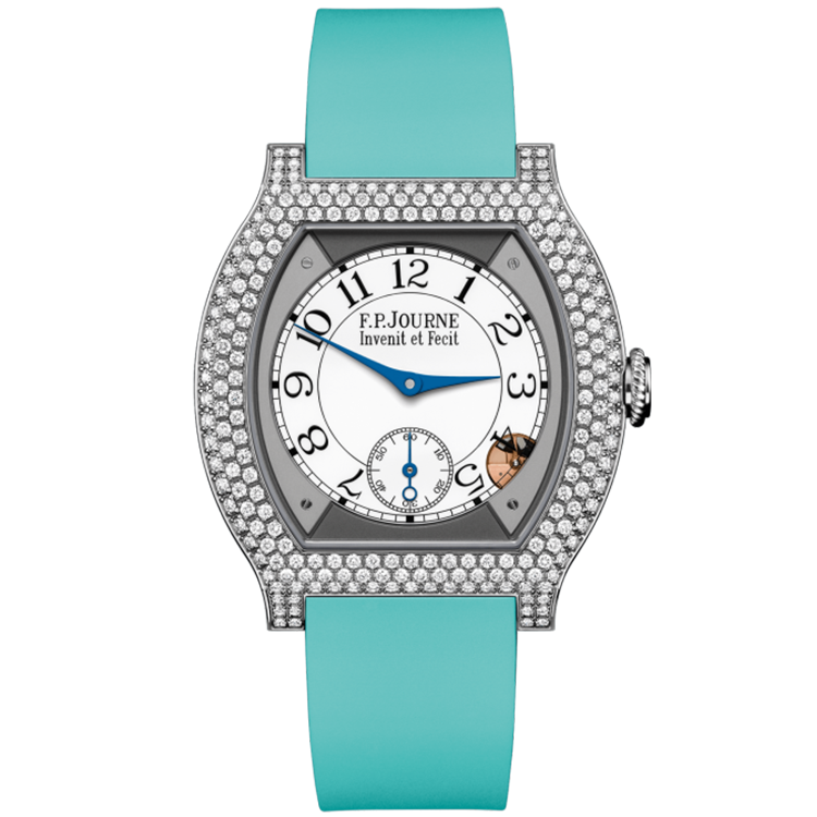 F.P. Journe, Elegante, White Dial, Titanium, Diamond Bezel, Tiffany Blue Rubber Strap, 40mm