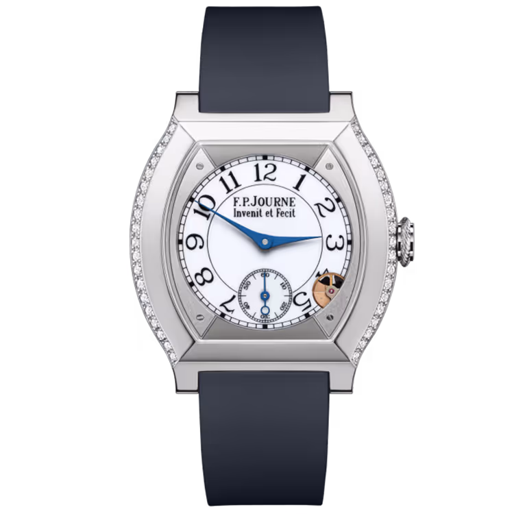 F.P. Journe, Elegante, White Dial, Titanium, Diamond Case, Dark Blue Rubber Strap, 40mm