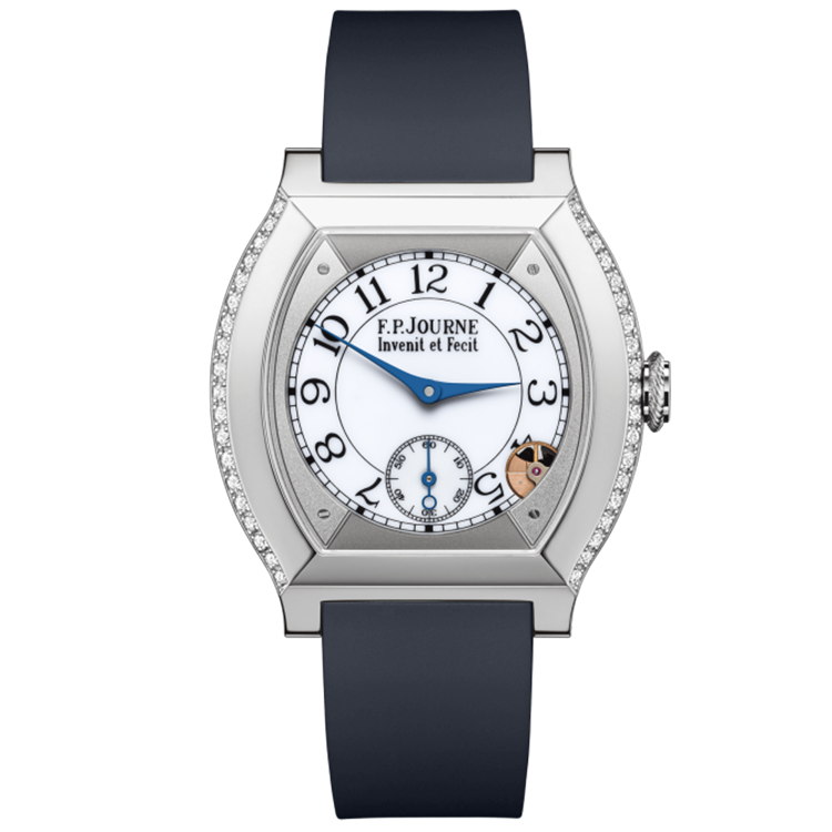 F.P. Journe, Elegante, White Dial, Titanium, Diamond Case, Dark Blue Rubber Strap, 40mm