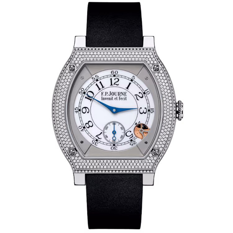 F.P. Journe, Elegante, White Dial, Titanium, Diamond Bezel, Black Rubber Strap, 48mm