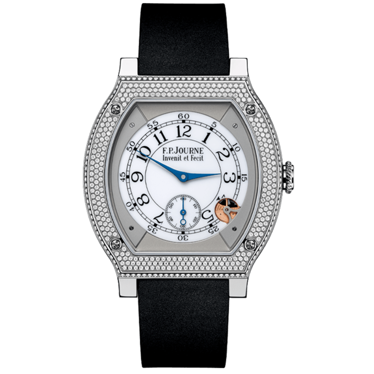 F.P. Journe, Elegante, White Dial, Titanium, Diamond Bezel, Black Rubber Strap, 48mm
