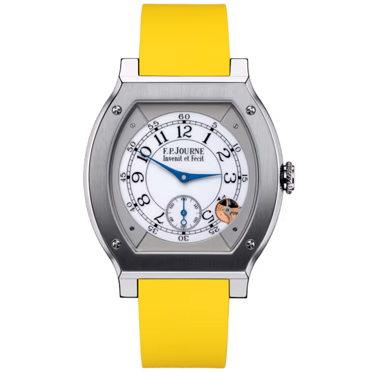 F.P. Journe, Elegante, White Dial, Titanium, Yellow Rubber Strap, 48mm