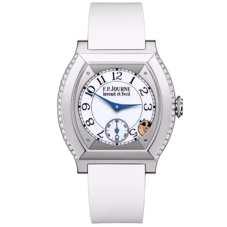 F.P. Journe, Elegante, White Dial, Titanium, Diamond Case, White Rubber Strap, 40mm