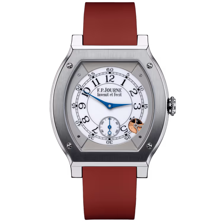F.P. Journe, Elegante, Black Dial, Titanium, Burgundy White Rubber Strap, 48mm