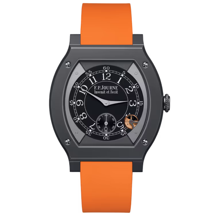 F.P. Journe, Elegante, Black Dial, Titanium Titalyt, Orange Rubber Strap, 48mm