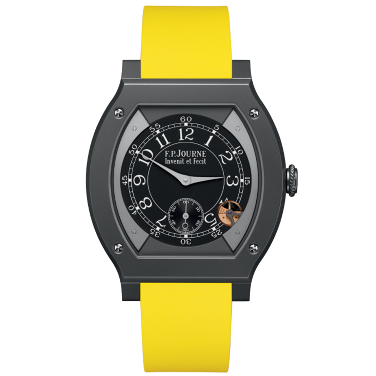 F.P. Journe, Elegante, Black Dial, Titanium Titalyt, Yellow Rubber Strap, 48mm