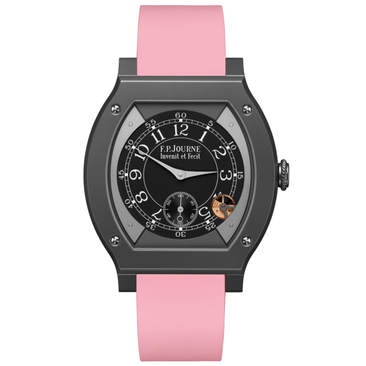 F.P. Journe, Elegante, Black Dial, Titanium Titalyt, Pink Rubber Strap, 48mm