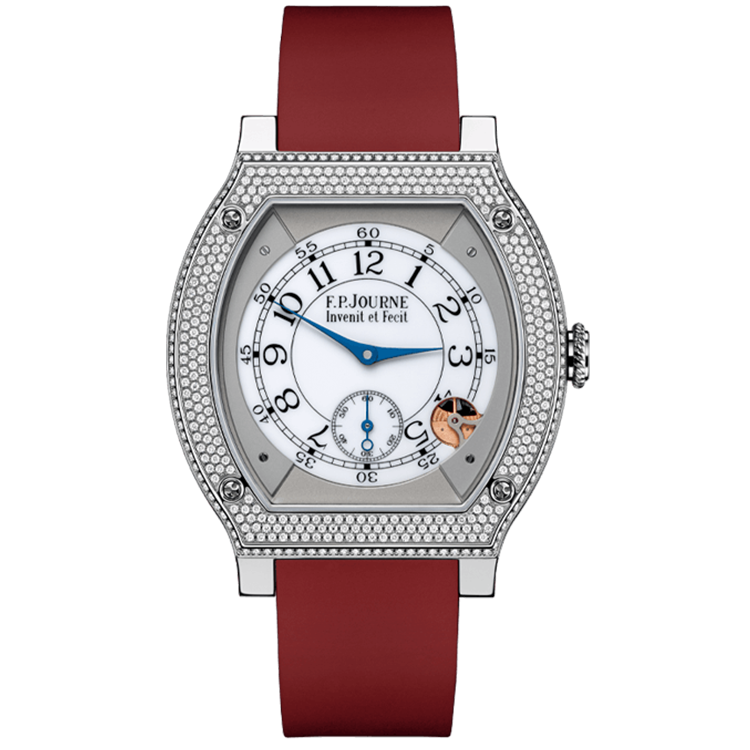 F.P. Journe, Elegante, Black Dial, Titanium, Diamond Bezel, Red Rubber Strap, 48mm