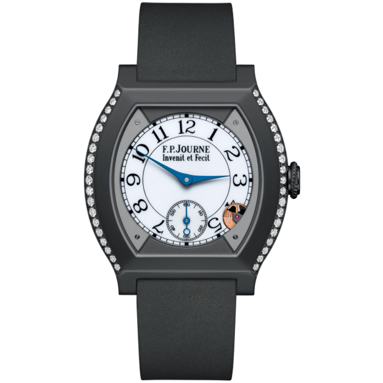 F.P. Journe, Elegante, White Dial, Titanium Titalyt, Diamond Bezel, Grey Rubber Strap, 40mm