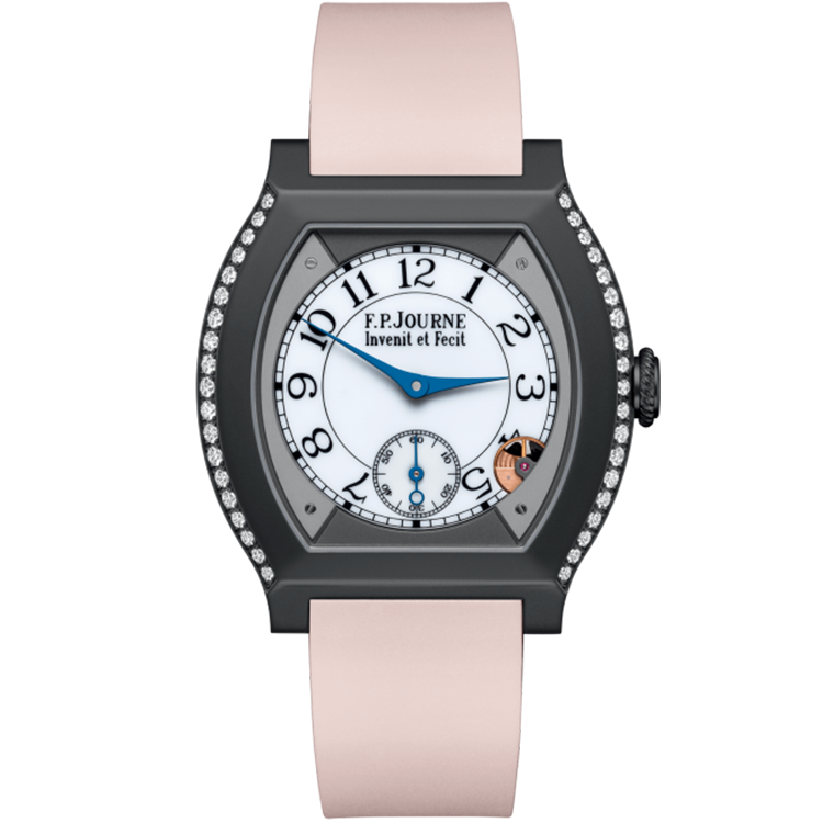 F.P. Journe, Elegante, White Dial, Titanium Titalyt, Diamond Bezel, Pink Rubber Strap, 40mm