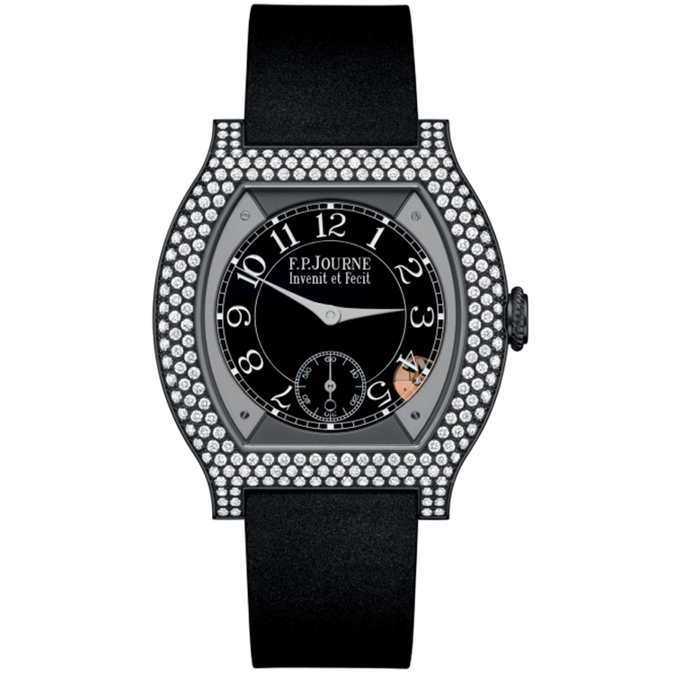 F.P. Journe, Elegante, Black Dial, Titanium Titalyt, Diamond Bezel, Black Rubber Strap, 40mm