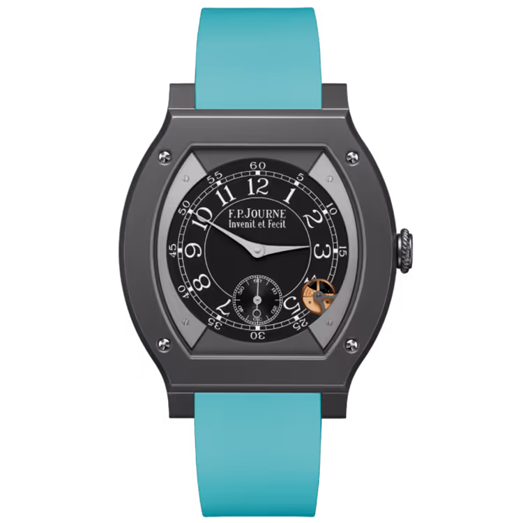 F.P. Journe, Elegante, Black Dial, Titanium Titalyt, Tiffany Blue Rubber Strap, 48mm