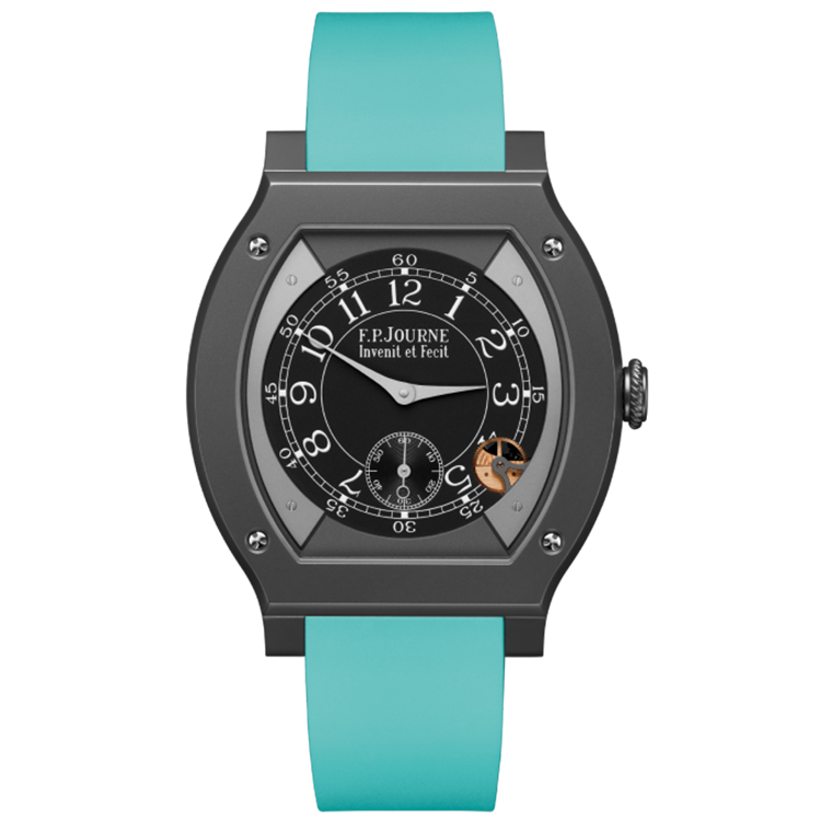 F.P. Journe, Elegante, Black Dial, Titanium Titalyt, Tiffany Blue Rubber Strap, 48mm