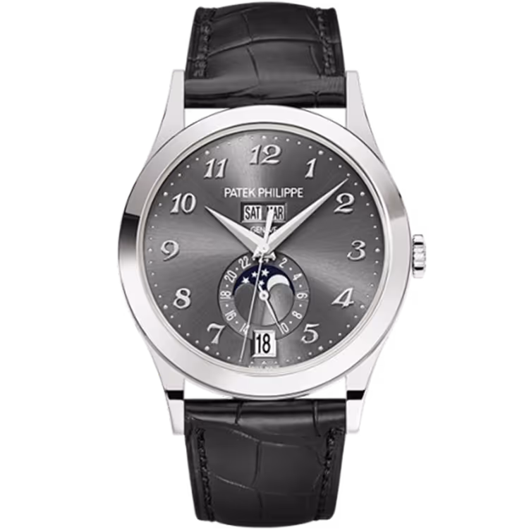 Patek Philippe, Complications, 5396G, Grey Dial, Annual Calendar, Moon Phase, White Gold, Leather Strap, 39mm
