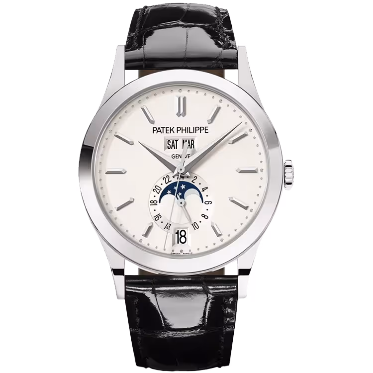 Patek Philippe, Complications, 5396G, White Dial, Annual Calendar, Moon Phase, White Gold, Leather Strap, 39mm