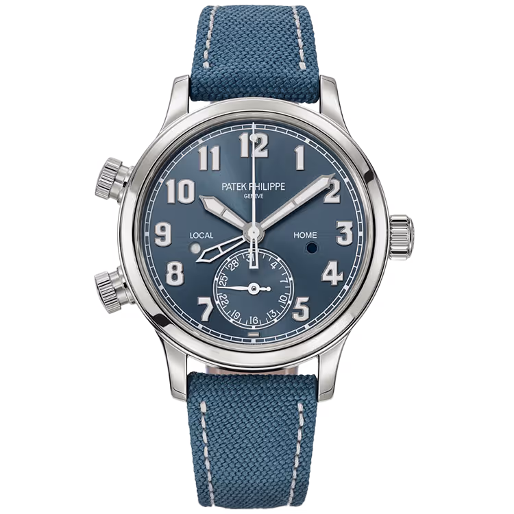 Patek Philippe, Complications, 7234A, Blue Dial, Singapore Edition, Calatrava Pilot Travel Time, Stainless Steel, Leather Strap, 38mm