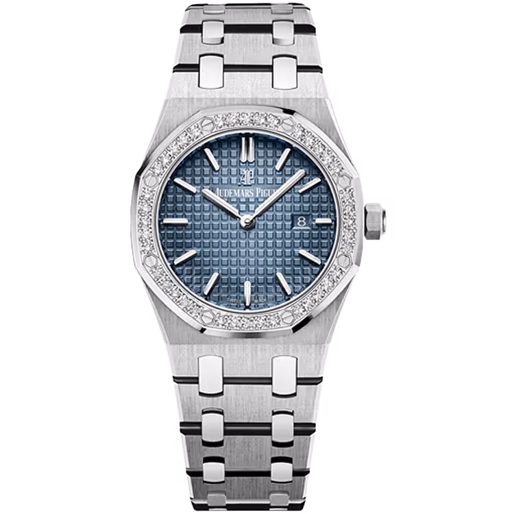 Audemars Piguet, Royal Oak, 67651IP, Blue Dial, Quartz, Titanium, Diamond Bezel, 33mm - Limited 300