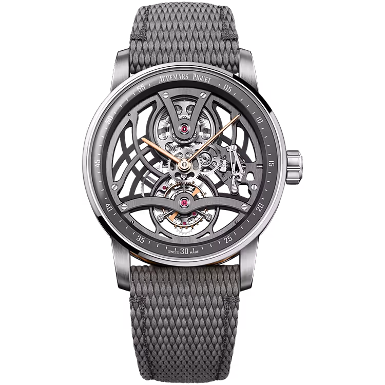 Audemars Piguet, Code 11.59, 26600CR, Skeleton Dial, Tourbillon, White Gold, Rubber Strap, 41mm