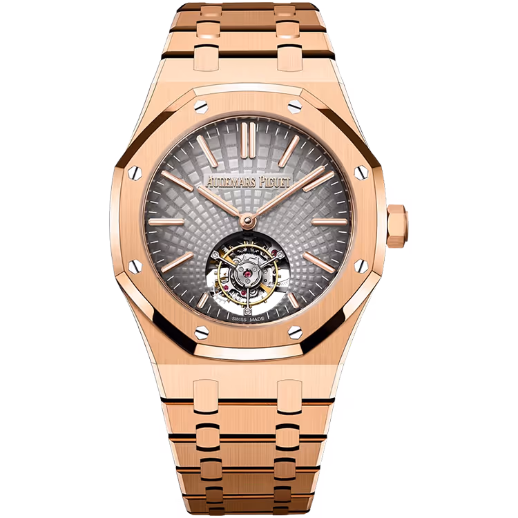 Audemars Piguet, Royal Oak, 26530OR, Grey Dial, Tourbillon, Extra-Thin, Rose Gold, 41mm