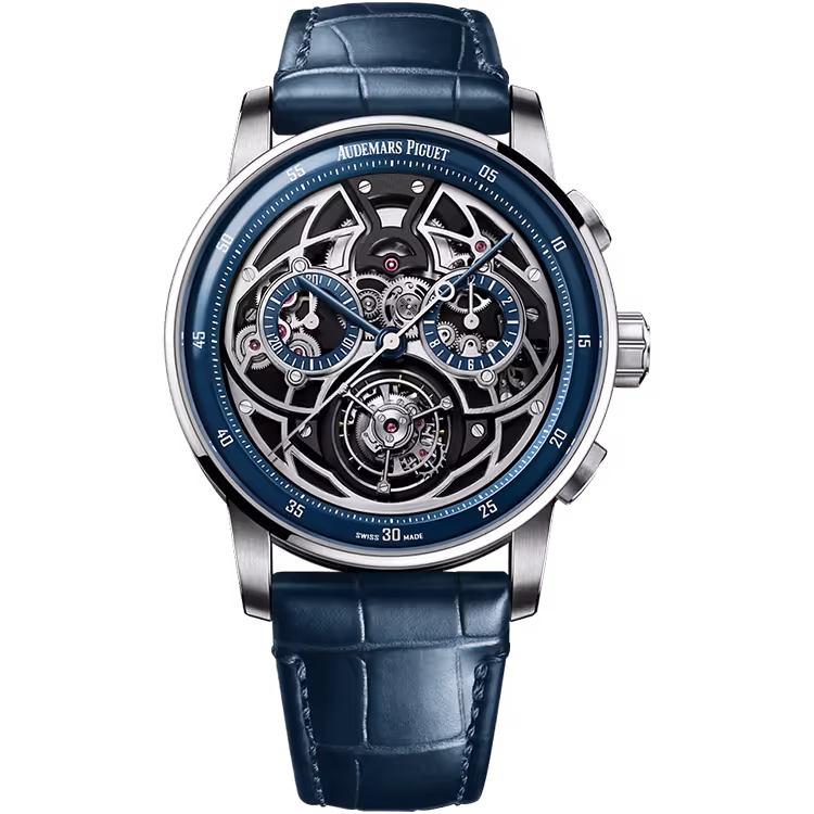 Audemars Piguet, Code 11.59, 26399BC, Skeleton Dial, Tourbillon, Chronograph, White Gold, Leather Strap, 41mm - Limited 50