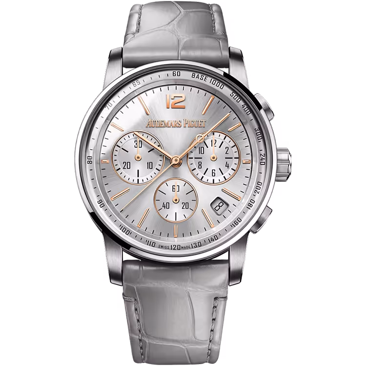 Audemars Piguet, Code 11.59, 26393CR, Silver Dial, Chronograph, Rose Gold, Leather Strap, 41mm