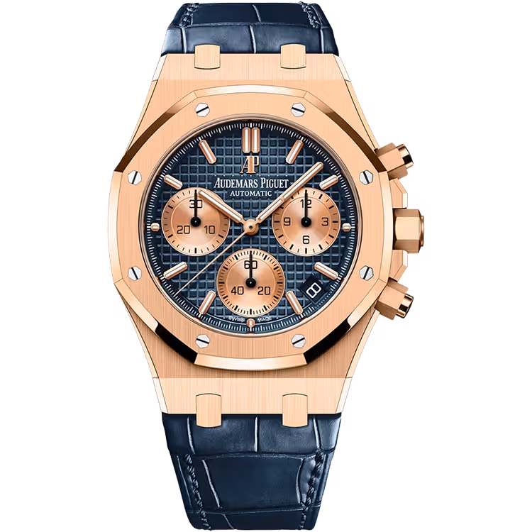 Audemars Piguet, Royal Oak, 26239OR, Blue Dial, Chronograph, Rose Gold, Leather Strap, 41mm