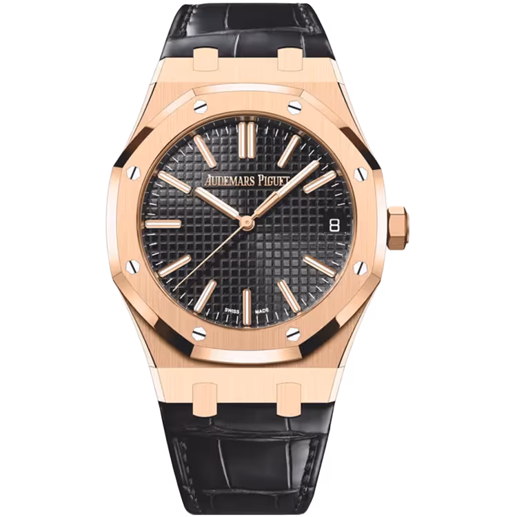 Audemars Piguet, Royal Oak, 15510OR, Black Dial, Rose Gold, Leather Strap, 41mm