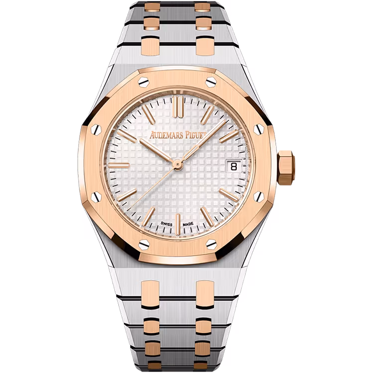 Audemars Piguet, Royal Oak, 15550SR, White Dial, 50th Anniversary, Steel & Rose Gold, 37mm