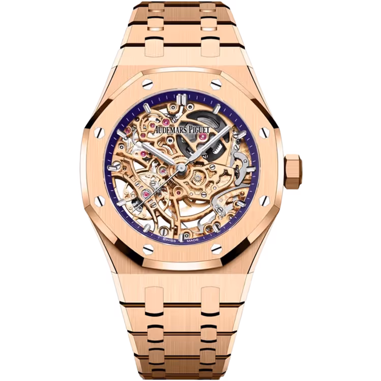 Audemars Piguet, Royal Oak, 15467OR, Rose Skeleton Dial, Double Balance Wheel, Rose Gold, 37mm