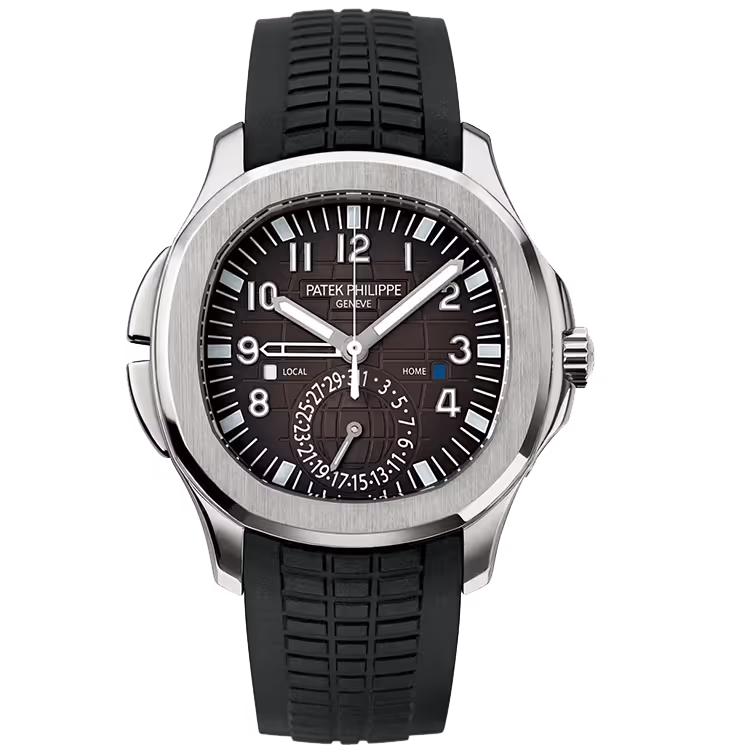Patek Philippe, Aquanaut, 5164A, Black Dial, Tiffany & Co. Stamp, Travel Time, Stainless Steel, Rubber Strap, 41mm