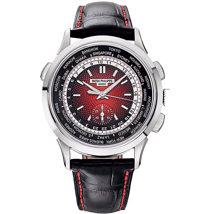 Patek Philippe, Complications, 5930G, Blue Dial, Singapore Edition, World Time, Annual Calendar, Chronograph, White Gold, Leather Strap, 40mm