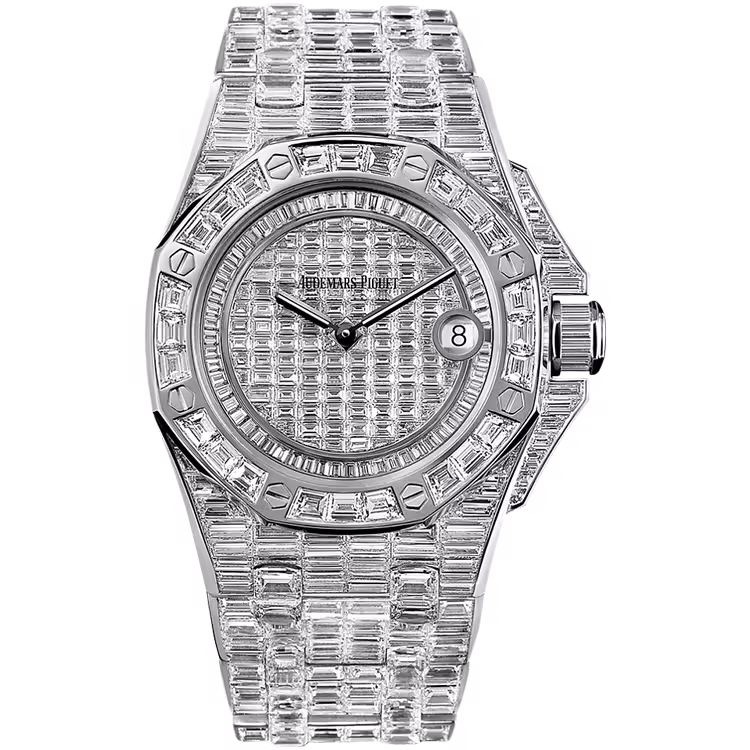 Audemars Piguet, Royal Oak Offshore, 67543BC, Diamond Pave Dial, Chronograph, White Gold, Diamond Bezel, 37mm