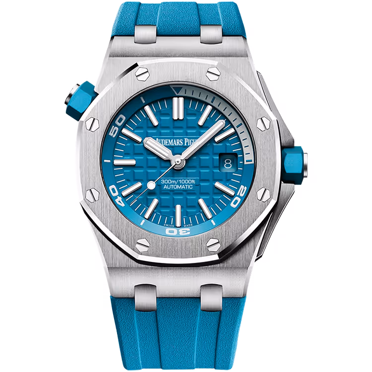 Audemars Piguet, Royal Oak Offshore, 15710ST, Light Blue Dial, Diver, Stainless Steel, Rubber Strap, 42mm