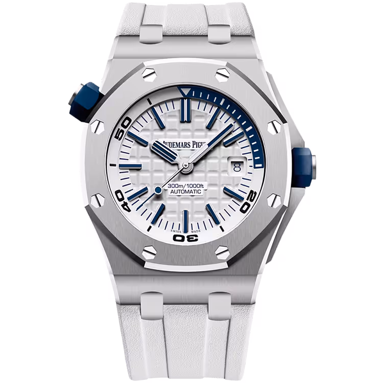 Audemars Piguet, Royal Oak Offshore, 15710ST, White Dial, Diver, Stainless Steel, Rubber Strap, 42mm