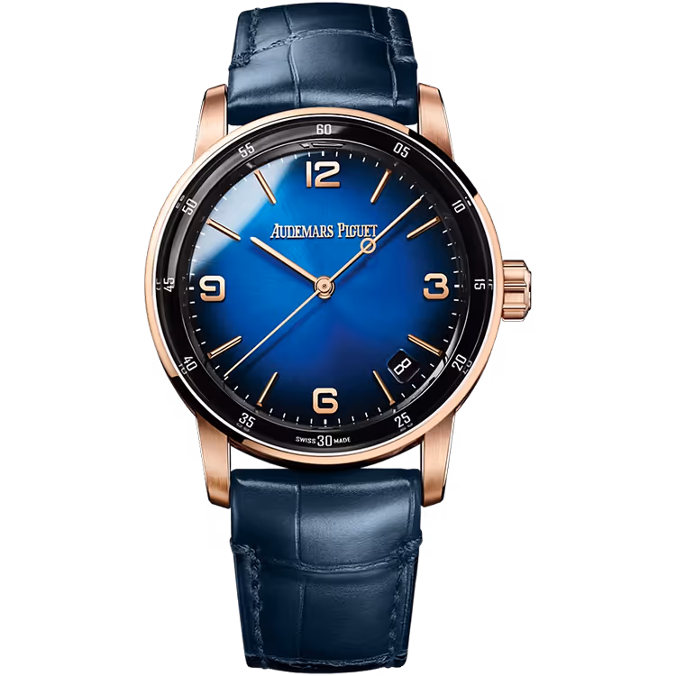 Audemars Piguet, Code 11.59, 15210OR, Blue Ombre Dial, Rose Gold, Leather Strap, 41mm
