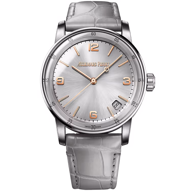 Audemars Piguet, Code 11.59, 15210CR, Grey Dial, White Gold, Leather Strap, 41mm