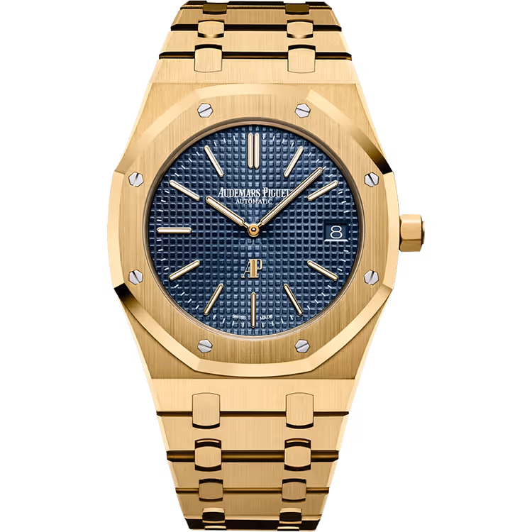 Audemars Piguet, Royal Oak, 15202BA, Blue Dial, Jumbo Extra-Thin, Yellow Gold, 39mm